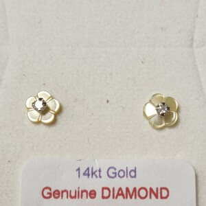 $400 14K Diamond 2In1 With Mother Of Pearl(0.075ct) Earrings