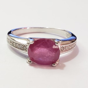 $180 Silver Rhodium Plated Ruby(2.6ct) Ring