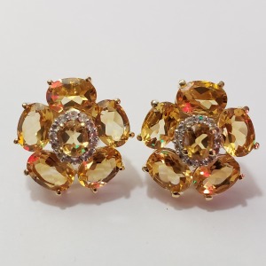 $300 Silver Citrine White Topaz Earrings