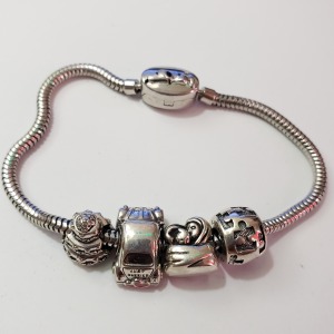 $500 Silver Pandora Style Beads Bracelet