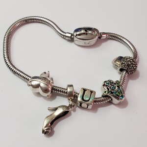 $500 Silver Pandora Style Beads Bracelet