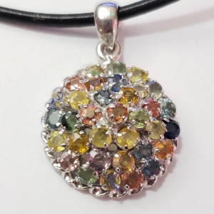 $300 Silver Fancy Color Sapphire(4ct) Pendant