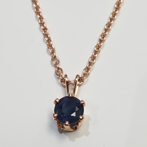 $200 10Kt Gold Filled With Sapphire(1ct) With Gold Plated Silver Chain Necklace