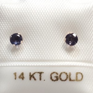 $160 14K Genuine Iolite(0.21ct) Earrings