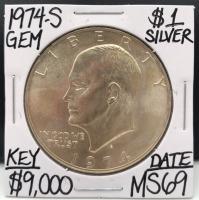 1974-S MS69 Key Date Silver Ike Dollar