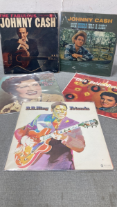 Vinyl Records by Johnny Cash, B.B. King, Patsy Cline and Elvis