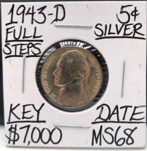 1943 MS68 Full Steps Key Date Silver Nickel
