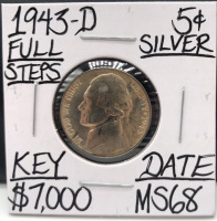 1943 MS68 Full Steps Key Date Silver Nickel