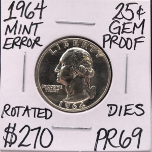 1964 PR69 Mint Error Gem Proof Quarter