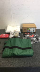 (2) Pairs Of (2) Minnie Mouse Ears (1) Large Christmas Tree Bag (2) Frozen Disney Plushes (1) Outdoor Blanket (1) Protect Life First Aid Kit (1) Bluesnail Foldable Kids Travel Potty