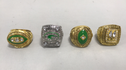 Super Bowl Collectable Rings- Green Bay Packers Bart Starr, Green Bay Packers Hornung, Green Bay Packers Rodgers, San Francisco 49ers Joe Montana 1984