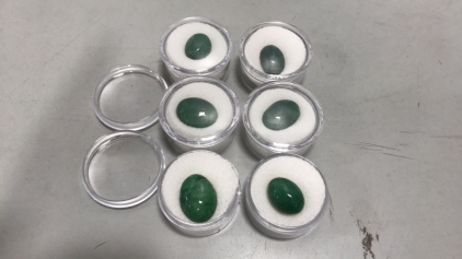 (6) Oval Cabochan Brazilian Emeralds.