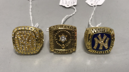 World Series Collectible Rings- 1999 New York Yankees Mariano Rivera, 1976 Cincinnati Reds Johnny Bench, 1996 New Gork Yankees John Wetteland