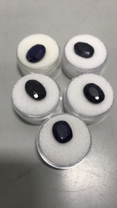 (4) Oval Mozambique Blue Sapphire Gem Stones, (1) Oval Mozambique Blue Sapphire polished