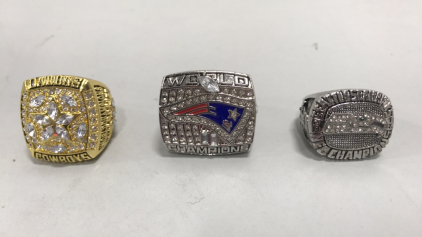 2016 New England Patriots Super Bowl Ring Tom Brady, Dallas Cowboys Super Bowl Ring Troy Aikman, Seattle Seahawks NFC Championship Ring Richard Sherman