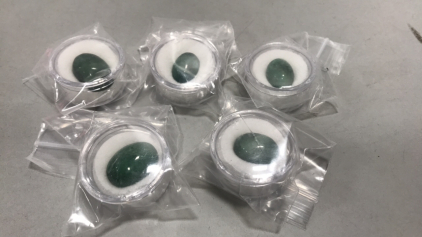 (5) Oval Cabochan Brazilian Emeralds.