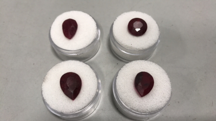 (1) Round Cut and Faceted Madagascar Ruby 7.95ct., (3) Pear Cut and Faceted Madagascar Rubies 5.65ct. To 7.7ct.