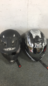 (1) Motorcycle Helmet, (1) Motocross Helmet With Bags