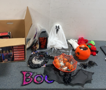 Box of Miscellaneous Halloween Supplies