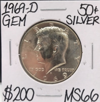 1969-D MS66 Silver Kennedy 1/2 Dollar