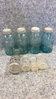 (4) Mason Jars and (4) Milk Jars