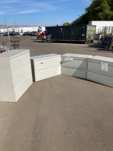 (1) Large 3-Drawer Filing Cabinet (3) Medium 2-Drawer Filing Cabinets