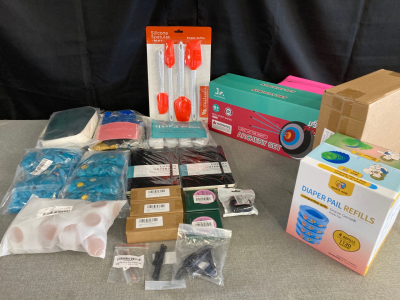 Box of Consumer goods from Amazon. Please Inspect, various new items in original packaging. Boxes may include examples of the following: toys, kitchenware, childcare products, health and beauty supplies, costume jewelry, home decor, pocket knives, station