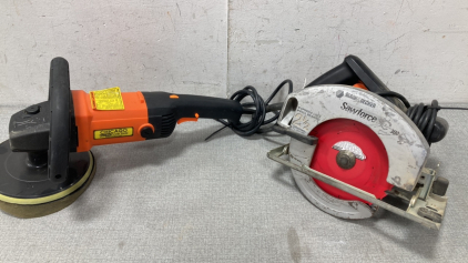 Black & Decker 7 1/4&rdquo; sawforce 300 circular saw ands Chicago 7&rdquo; variable speed polisher/ sander
