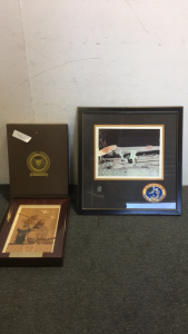 (1) Allen Shepard Photo With Commemorative Patch (1) Singapore Military Wooden Award