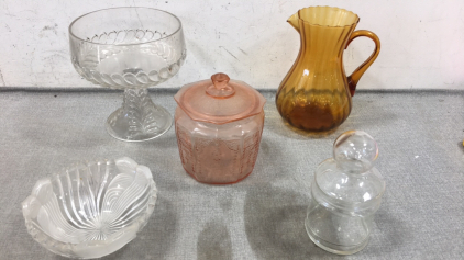 (5) Various Glassware Decor