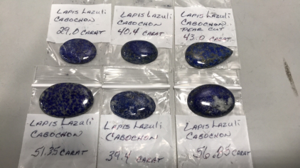 (5) Lapis Lazuli Cabochon Oval Cut 29.0ct. to 51.35ct. - (1) Lapis Lazuli Cabochon Pear Cut 43.0ct.