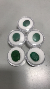 (5) Brazilian Emerald Gem Stones Oval Cut and Faceted