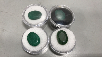 (4) Brazilian Emerald Gem Stones Oval Cut and Faceted 8.25ct. to 11.7ct.