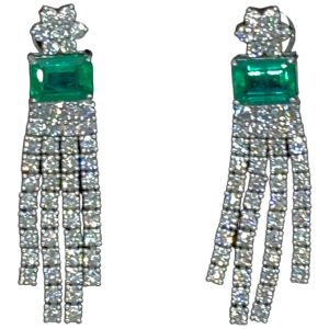 $24,250 Value, Platinum Emerald & Diamond Earrings