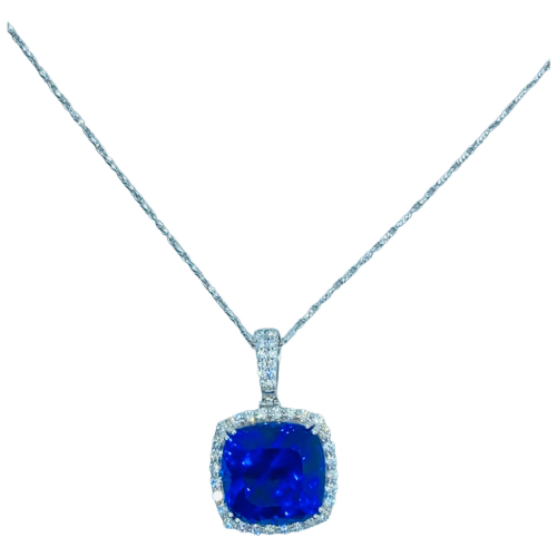 $30,140 Value, 18K Gold GIA Tanzanite & Diamond Necklace