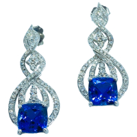 $18,455 Value, 18K Gold Tanzanite & Diamond Dangle Earrings