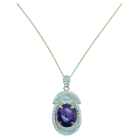 $990 Value, Sterling Silver Gold Plated Ruby & White Sapphire Pendant