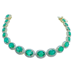 $17,290 Value, 14K Gold Emerald & Diamond Bracelet