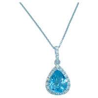 $3,630 Value, 14K Gold Aquamarine & Diamond Pendant