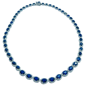 $30,423 Value, 14K Gold Sapphire & Diamond Necklace