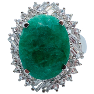 $1,885 Value, Sterling Silver Emerald & White Sapphire Ring