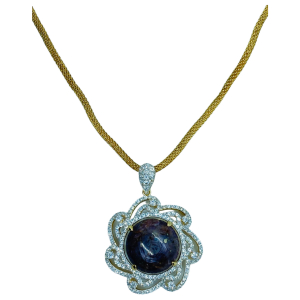 $3,550 Value, Sterling Silver Gold Overlay Ruby & Sapphire Pendant