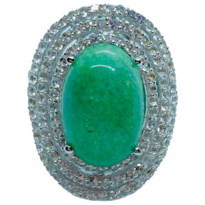 $2,995 Value, Sterling Silver Emerald & White Sapphire Ring