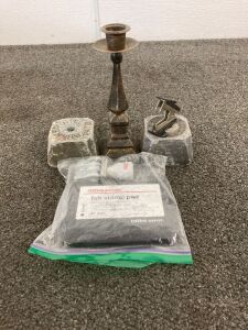 (3) Paper weights, Felt Stamp Pad w/ Stamper, Staple Remover