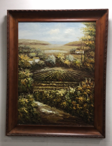 Large Oil On Canvas Farmscape Framed Painting