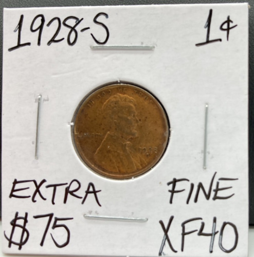 1928-S XF40 Extra Fine Wheat Penny