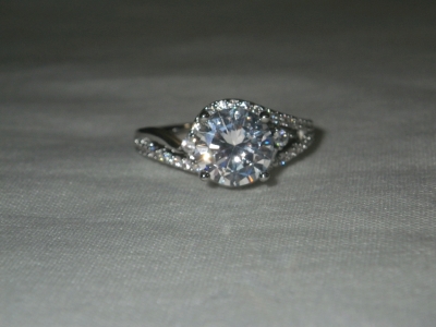 Engagement Ring, 2 ct Center Stone Marked 925 Size 6