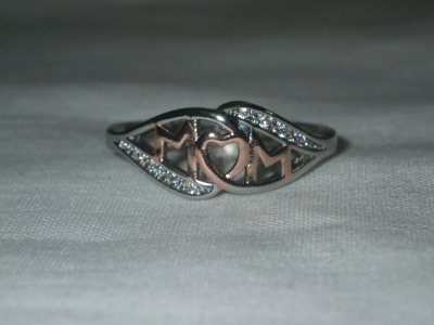 925 and Rose Gold Mom Ring Size 9