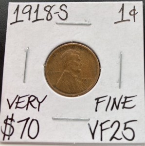 1918-S VF25 Very Fine Wheat Penny
