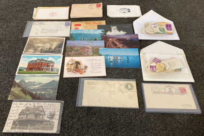 Assorted Post Cards And Collectible Stamps